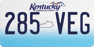 KY license plate 285VEG