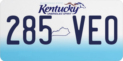 KY license plate 285VEO