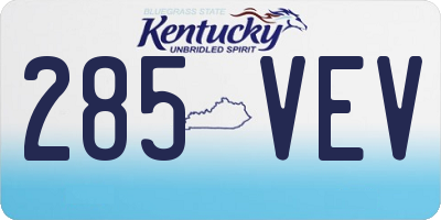 KY license plate 285VEV