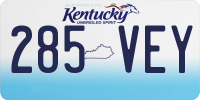 KY license plate 285VEY