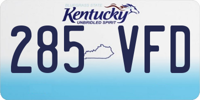 KY license plate 285VFD