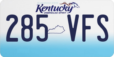 KY license plate 285VFS