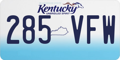 KY license plate 285VFW