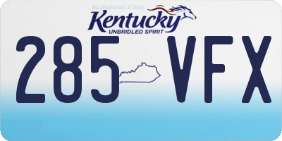 KY license plate 285VFX