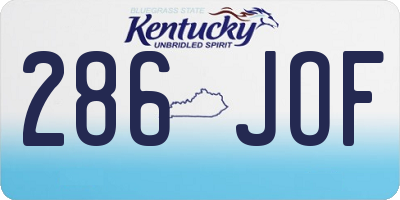 KY license plate 286JOF
