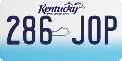 KY license plate 286JOP