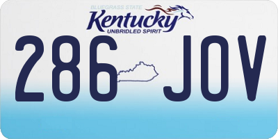 KY license plate 286JOV