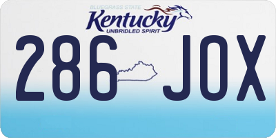 KY license plate 286JOX