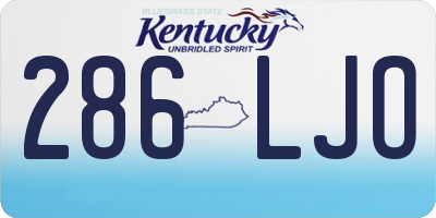 KY license plate 286LJO