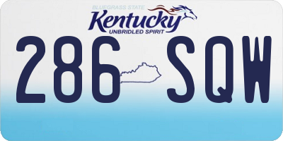 KY license plate 286SQW
