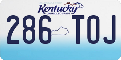 KY license plate 286TOJ