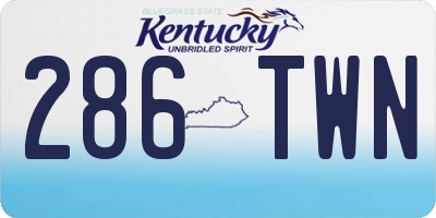 KY license plate 286TWN
