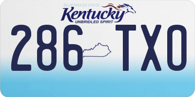 KY license plate 286TXO