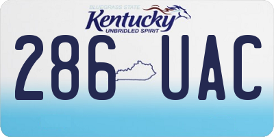 KY license plate 286UAC
