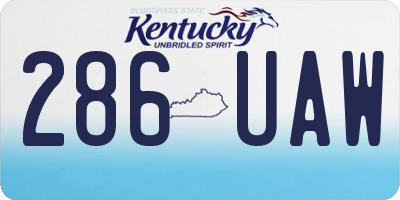 KY license plate 286UAW