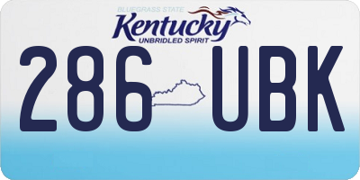 KY license plate 286UBK
