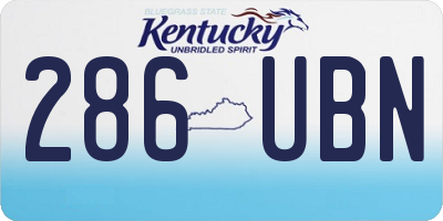 KY license plate 286UBN