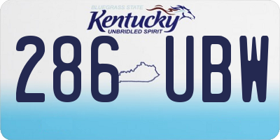 KY license plate 286UBW