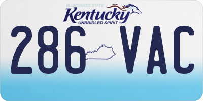 KY license plate 286VAC