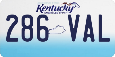 KY license plate 286VAL