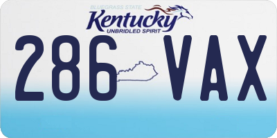 KY license plate 286VAX