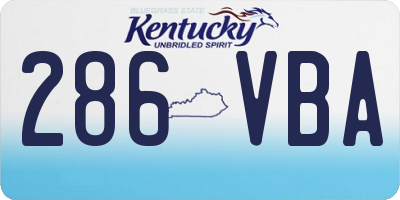 KY license plate 286VBA