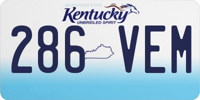 KY license plate 286VEM