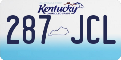 KY license plate 287JCL