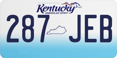 KY license plate 287JEB