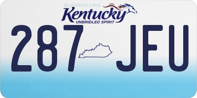 KY license plate 287JEU