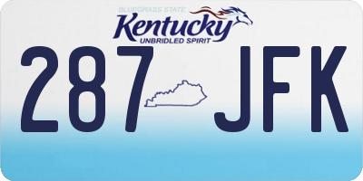 KY license plate 287JFK