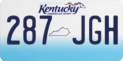 KY license plate 287JGH