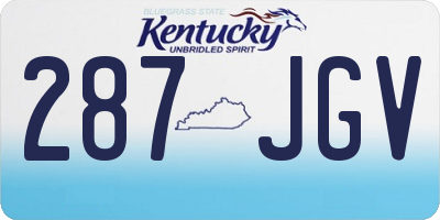 KY license plate 287JGV