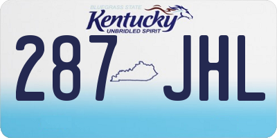KY license plate 287JHL
