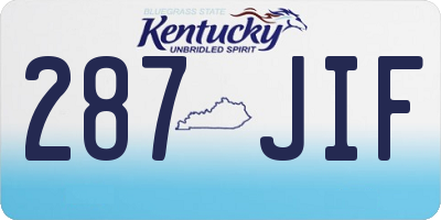 KY license plate 287JIF