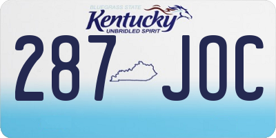 KY license plate 287JOC