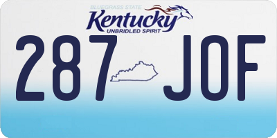 KY license plate 287JOF