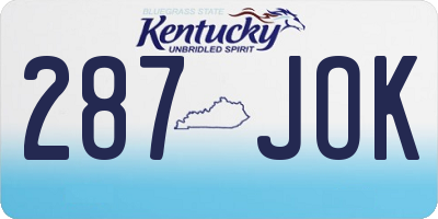 KY license plate 287JOK