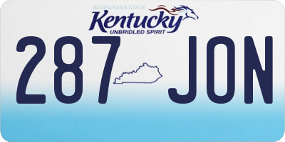 KY license plate 287JON