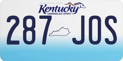 KY license plate 287JOS