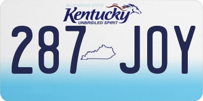 KY license plate 287JOY