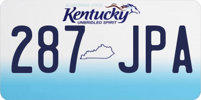 KY license plate 287JPA