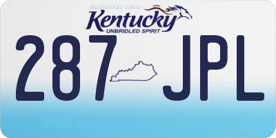 KY license plate 287JPL