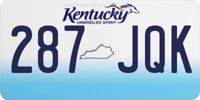 KY license plate 287JQK