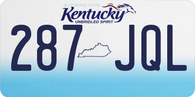 KY license plate 287JQL
