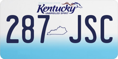 KY license plate 287JSC