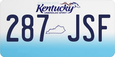 KY license plate 287JSF