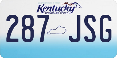 KY license plate 287JSG