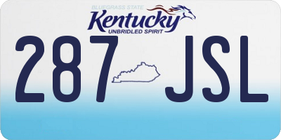 KY license plate 287JSL