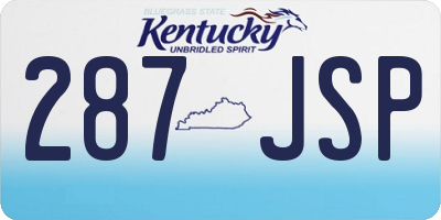 KY license plate 287JSP